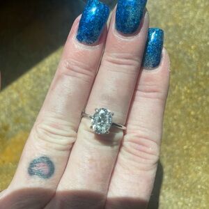 Sterling Silver 2 Carat Oval Size 6 Engagement Ring!